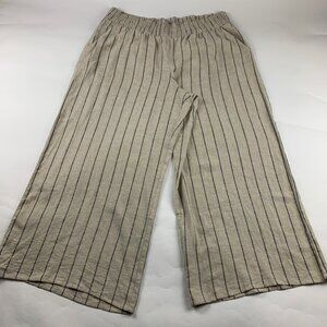 SHORT Maurices Natural Navy Striped Linen Smocked Waist Wide Leg Pant 2X